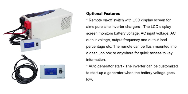 Aims 2000 Watt Pure Sine Inverter Charger with Transfer Switch