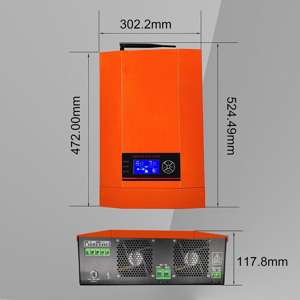 High Frequency Solar Inverter 5500W 5.5KW 48V 230VAC with MPPT 100A Controller and Max PV 500VD for Solar Power Systems