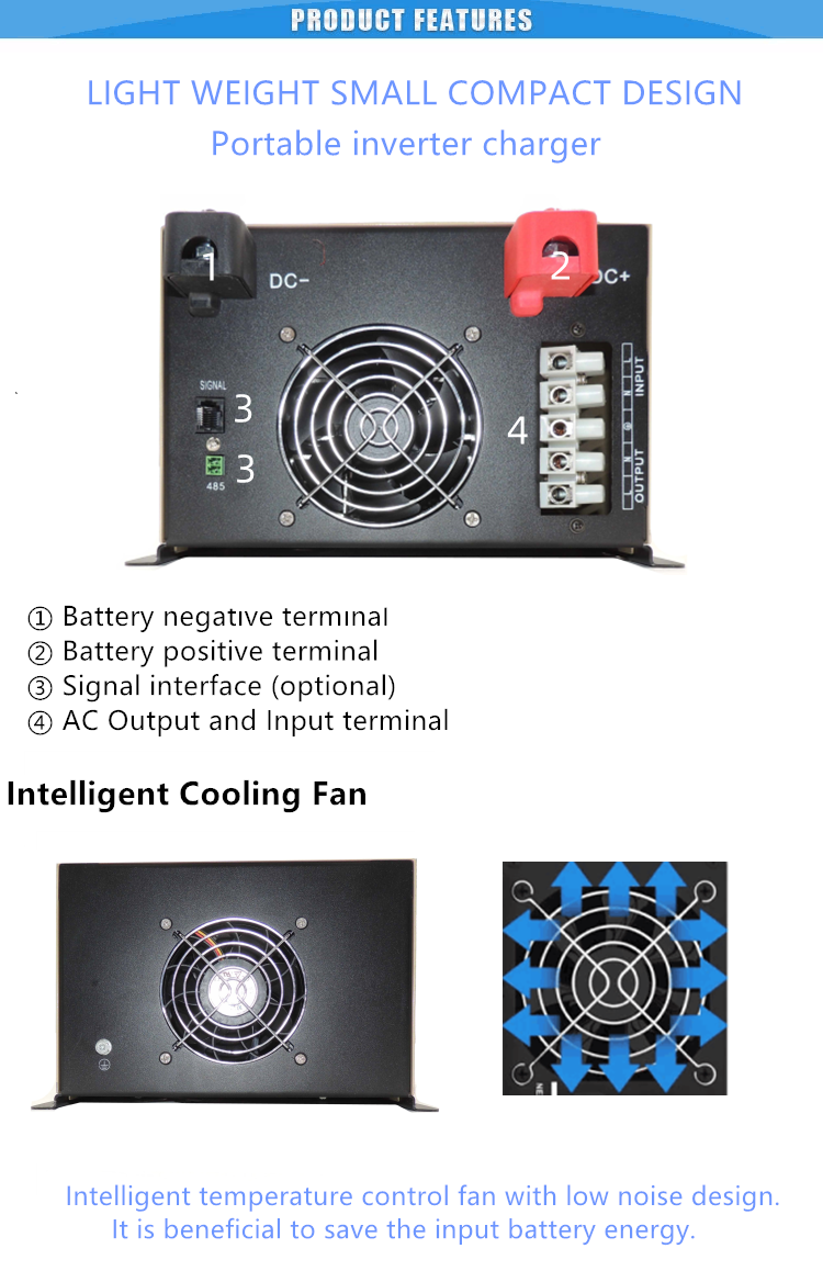 3KW 3000va 12v 24v 48v Dc to 120V 230v  Ac Low Frequency Pure Sine Wave Hybrid Inverters with built-in battery charger 3000w