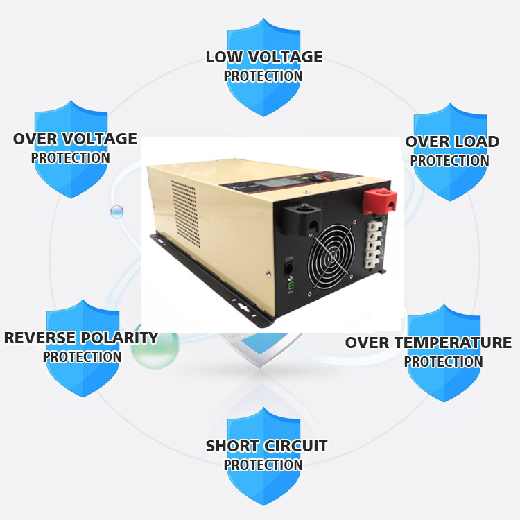 3KW 3000va 12v 24v 48v Dc to 120V 230v  Ac Low Frequency Pure Sine Wave Hybrid Inverters with built-in battery charger 3000w