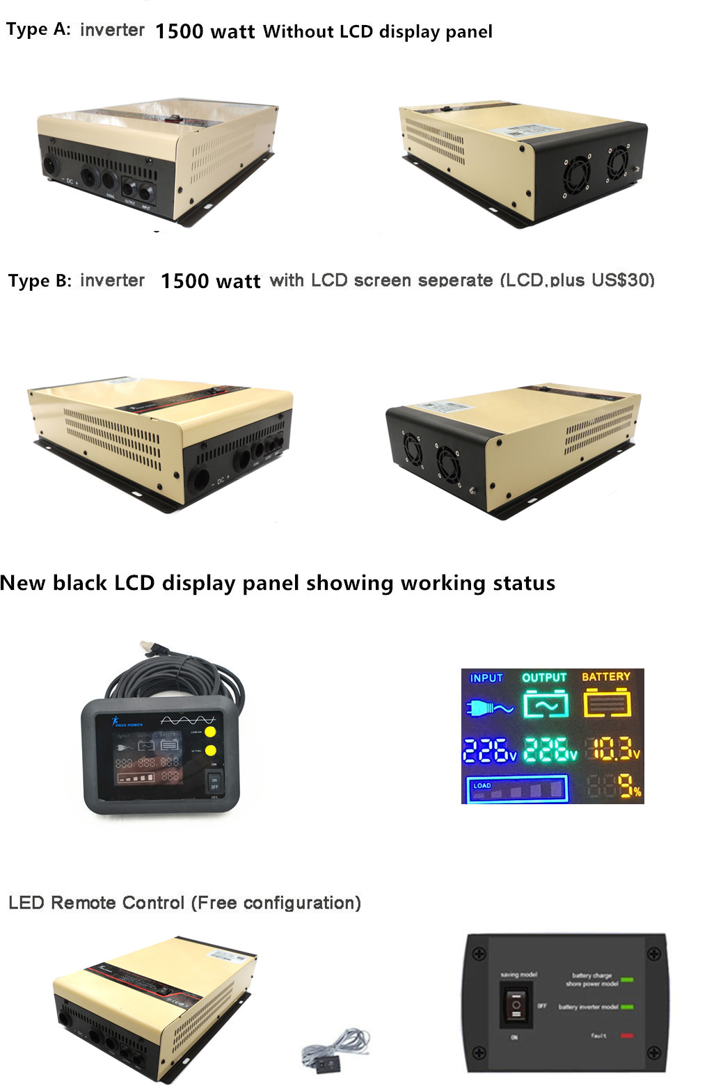 New low frequency pure sine wave power inverter with charger with ups function 1500w 24v to 220v for solar power system Caravan RV