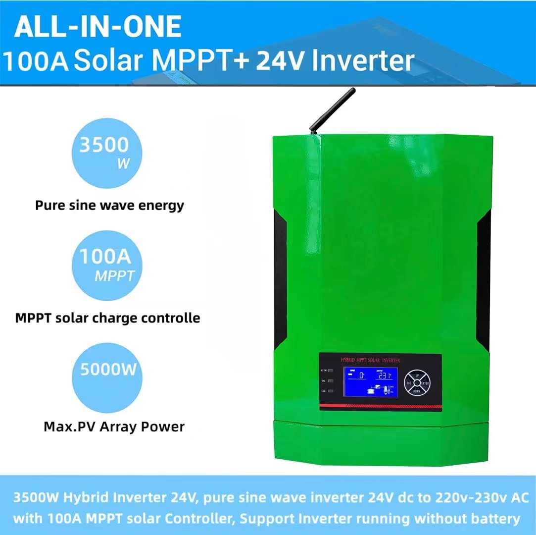 3.5KW 3500W 230VAC Off Grid Inversor Pure Sine Wave Hybrid MPPT Solar Inverter and 100A Solar Charger