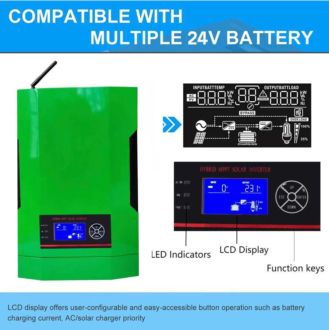 3.5KW 3500W 230VAC Off Grid Inversor Pure Sine Wave Hybrid MPPT Solar Inverter and 100A Solar Charger