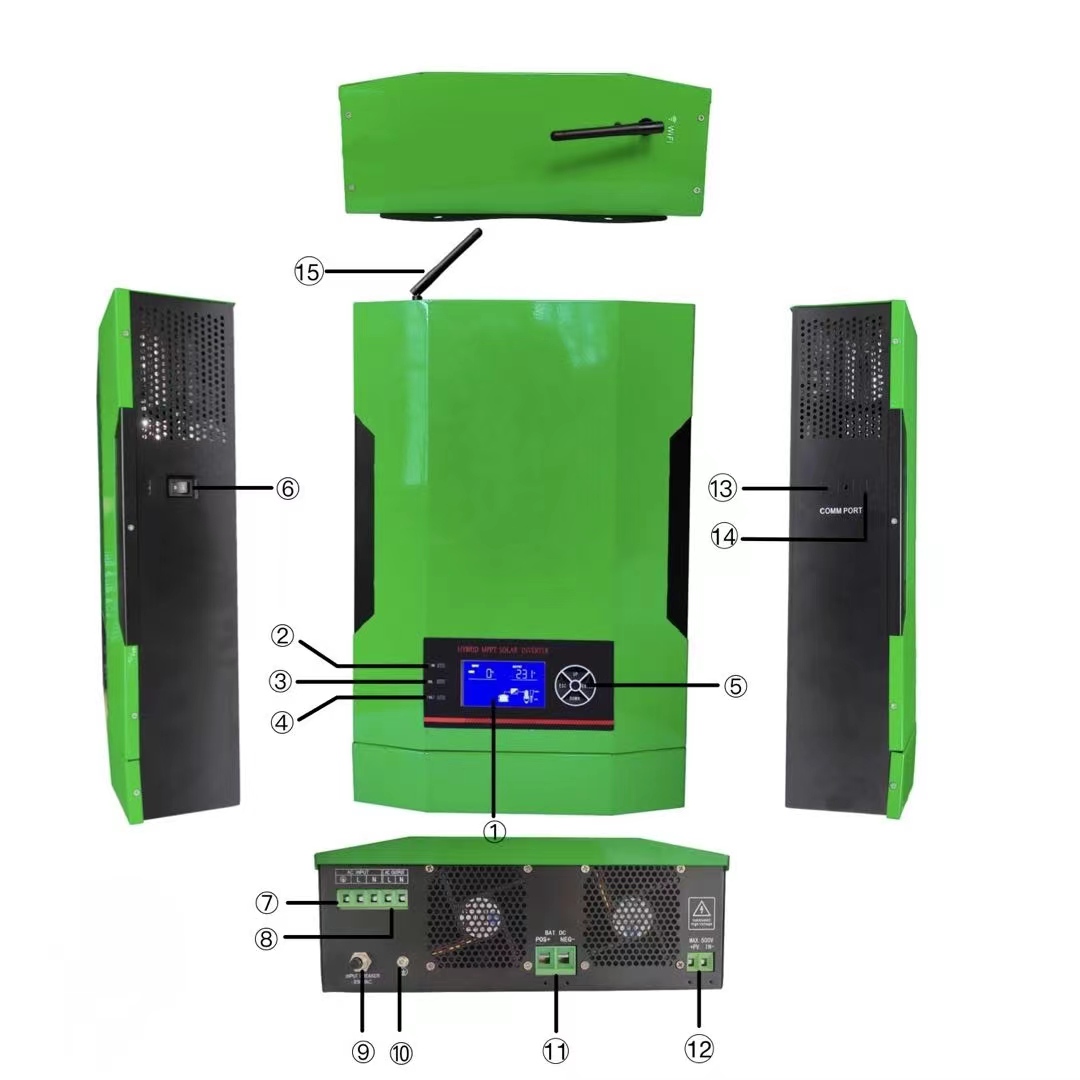 3.5KW 3500W 230VAC Off Grid Inversor Pure Sine Wave Hybrid MPPT Solar Inverter and 100A Solar Charger