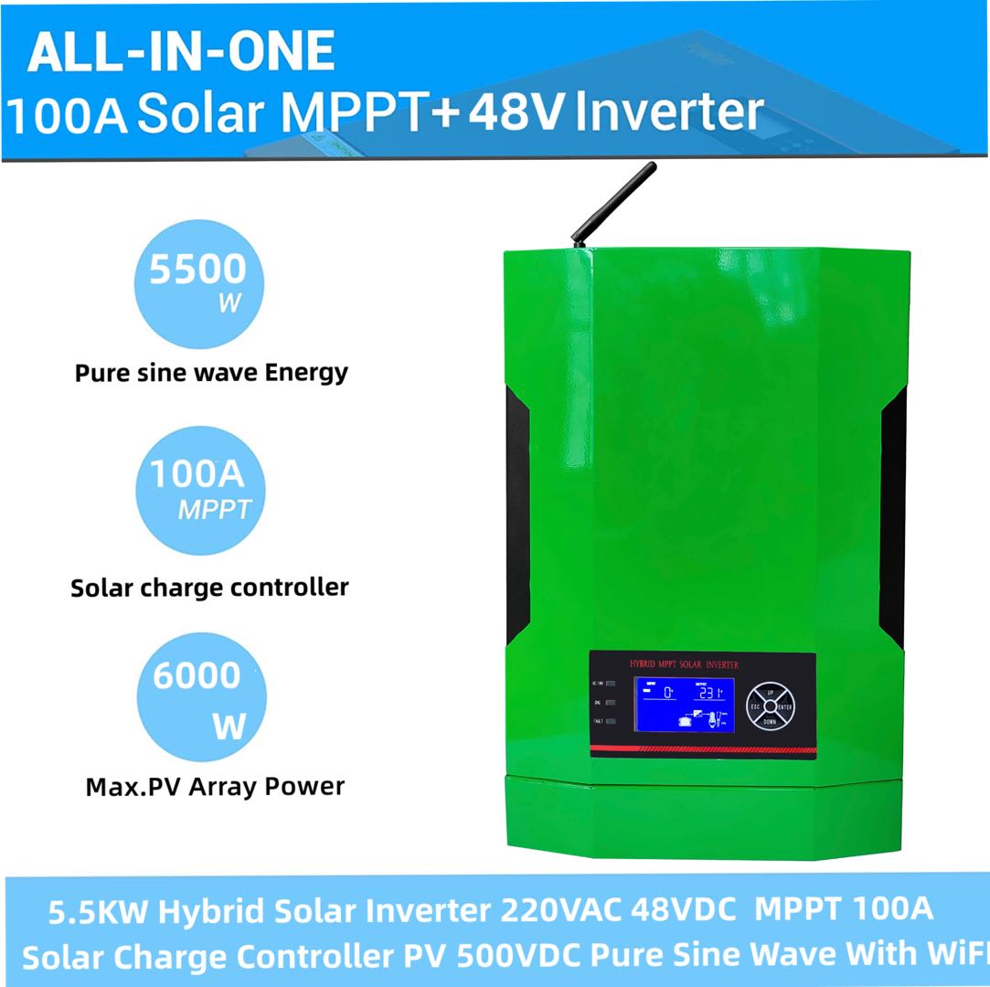 5.5KVA 3500W 230VAC Off Grid Inversor Pure Sine Wave Solar Charger Built in MPPT Battery Charger 50/60Hz Hybrid Inverter