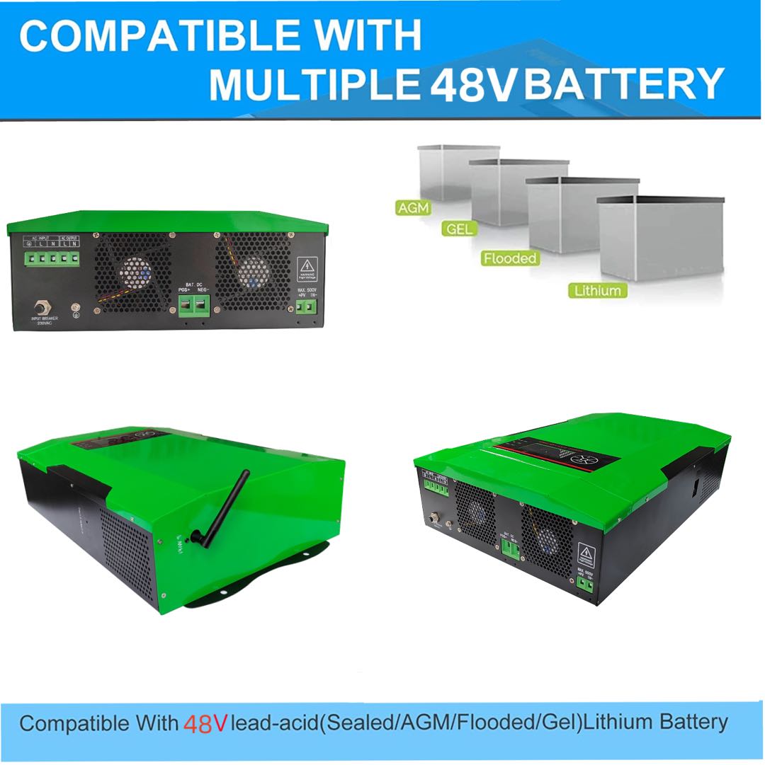 5.5KVA 3500W 230VAC Off Grid Inversor Pure Sine Wave Solar Charger Built in MPPT Battery Charger 50/60Hz Hybrid Inverter