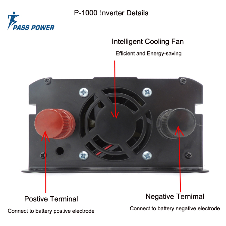 P-1000 High frequency Pure Sine Wave Power Inverter 1000w 12v DC to 110V 120v AC